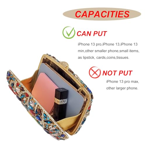 Image of Colorful Crystal Clutch Box Handbag Women Sparkling Evening Bags for Wedding Party Prom Purse