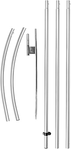 Swooper - Kit de asta de bandera de aleación de aluminio sin viento de 15 pies para banderas de plumas de 11 pies con punta de tierrabase resistente