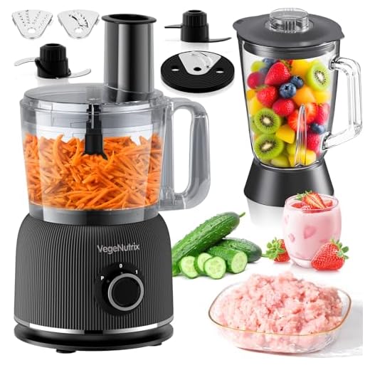 Food Processor and Blender Combo, 88 oz Food Chopper for Meat, Vegetable and Dough, 70 oz 600W Glass Jar Blender with 2 Speeds and Pulse for Smoothie, Nutrient Extractions, and More