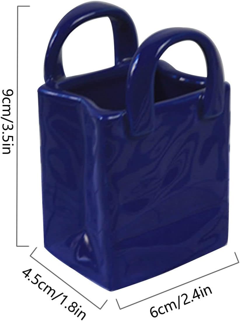 MaikOn Ceramic Sugar Bowl, European Art Sugar Pot, Bag Shape Sugar Bowl Without Lid, Sugar Storage Jar, Salt Container Spice Jar, Home Decoration-Dark Red-Square (Color : Dark Blue, Size : Square)