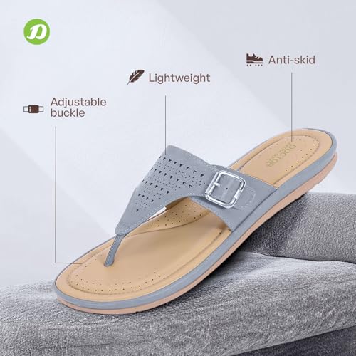 Image of DOCTOR EXTRA SOFT Women's Flat Memory Foam Slippers /Flip-Flops Fashion Stylish Casual Comfortable Diabetic Orthopedic Lightweight Synthetic Slip-on Sandals with Adjustable Buckle for Girls & Ladies D-609