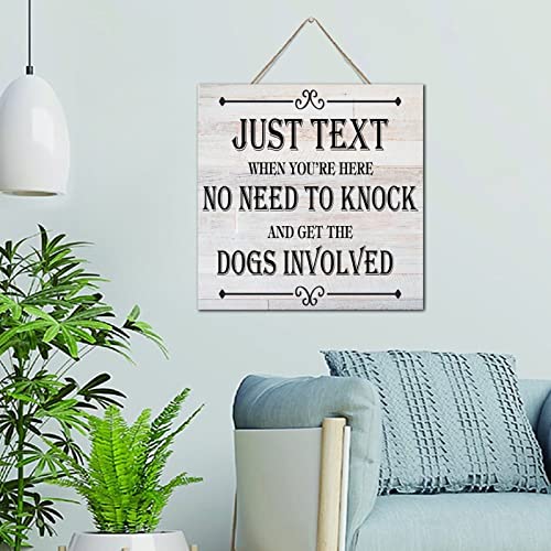 Plaque murale en bois rustique Just Text 30x30 cm pour décoration de salon et bureau