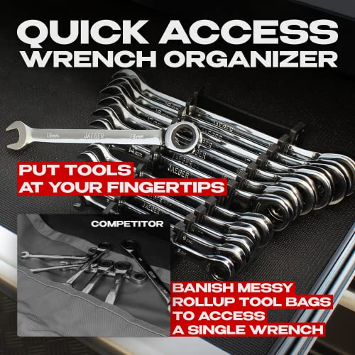 Image of 12pc MM /Metric TIGHTSPOT Ratcheting Wrenches - With Quick Access Wrench Organizer - Our standard in combination wrench sets from gear to tip