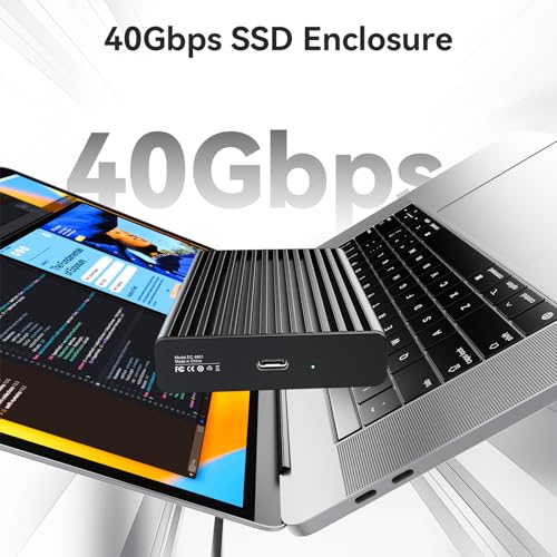 Image of ANYOYO NVMe M.2 SSD Enclosure, 40Gbps NVMe Enclosure Up to 8TB SSD, Tool-Free Aluminum Case with Triple Fins Heat Dissipation, Compatible with Thunderbolt 3 /4 & USB4 /3.2 /3.1 /3.0 /2.0 M1 M2 Pro /Max