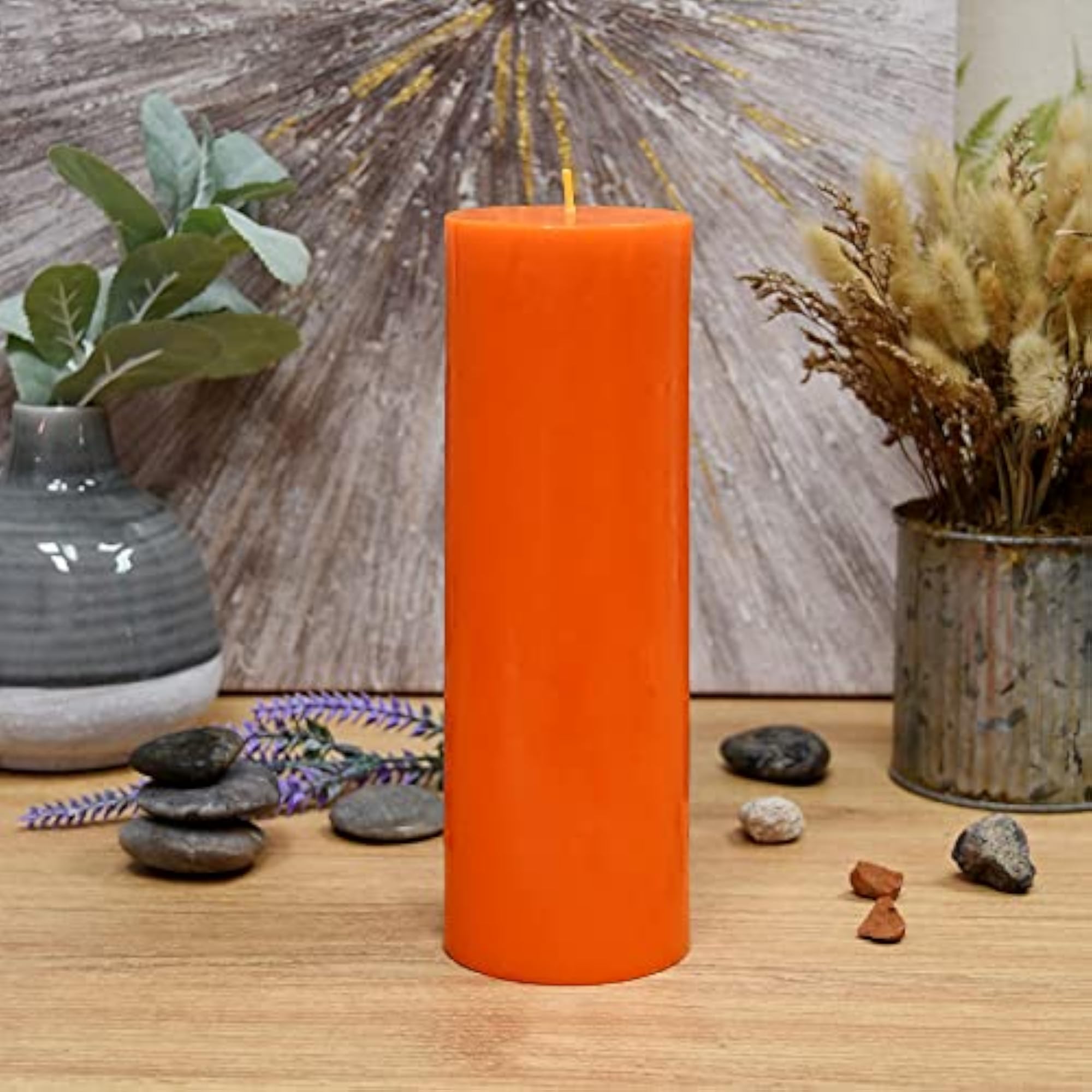 Orange Pillar Candle 3 by 9-Inch