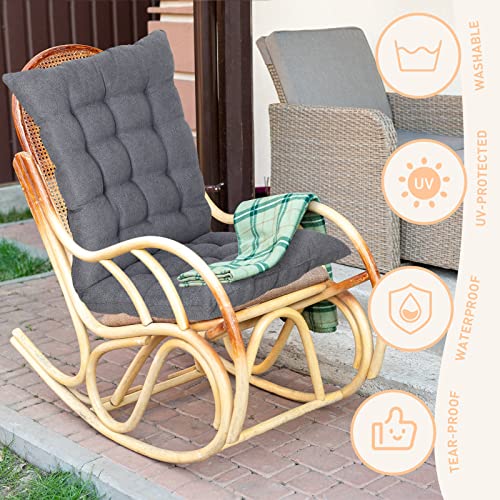 Pinkunn 8 Pieces Patio Chair Cushion With Tie 16 X 37 X 3 Inch Outdoor High Back Rocking Chair Cushion Tufted Pillow Fade Resistant Seasonal All Weather Replacement Seat Cushions Gray #TOP4