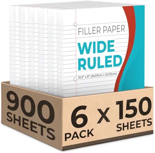 Rosmonde Loose Leaf Paper, 900 Sheets, 6 Pack, Wide Ruled, 8" x 1...