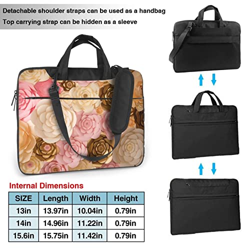 Sac à bandoulière pour ordinateur portable fleurs roses et finitions or blanc