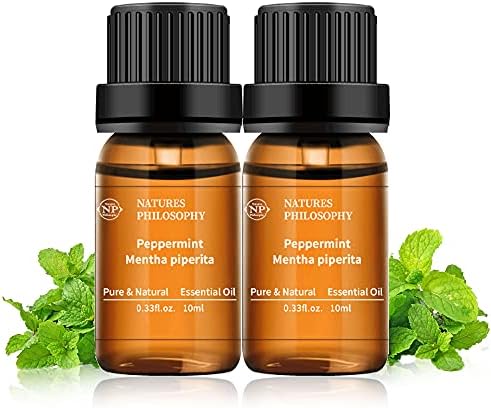 2 Pack Peppermint Essential Oil,100% Pure Organic Peppermint Essential Oils for Diffuser, Aromatherapy, Massage, Soap Making - 10ML (Peppermint)