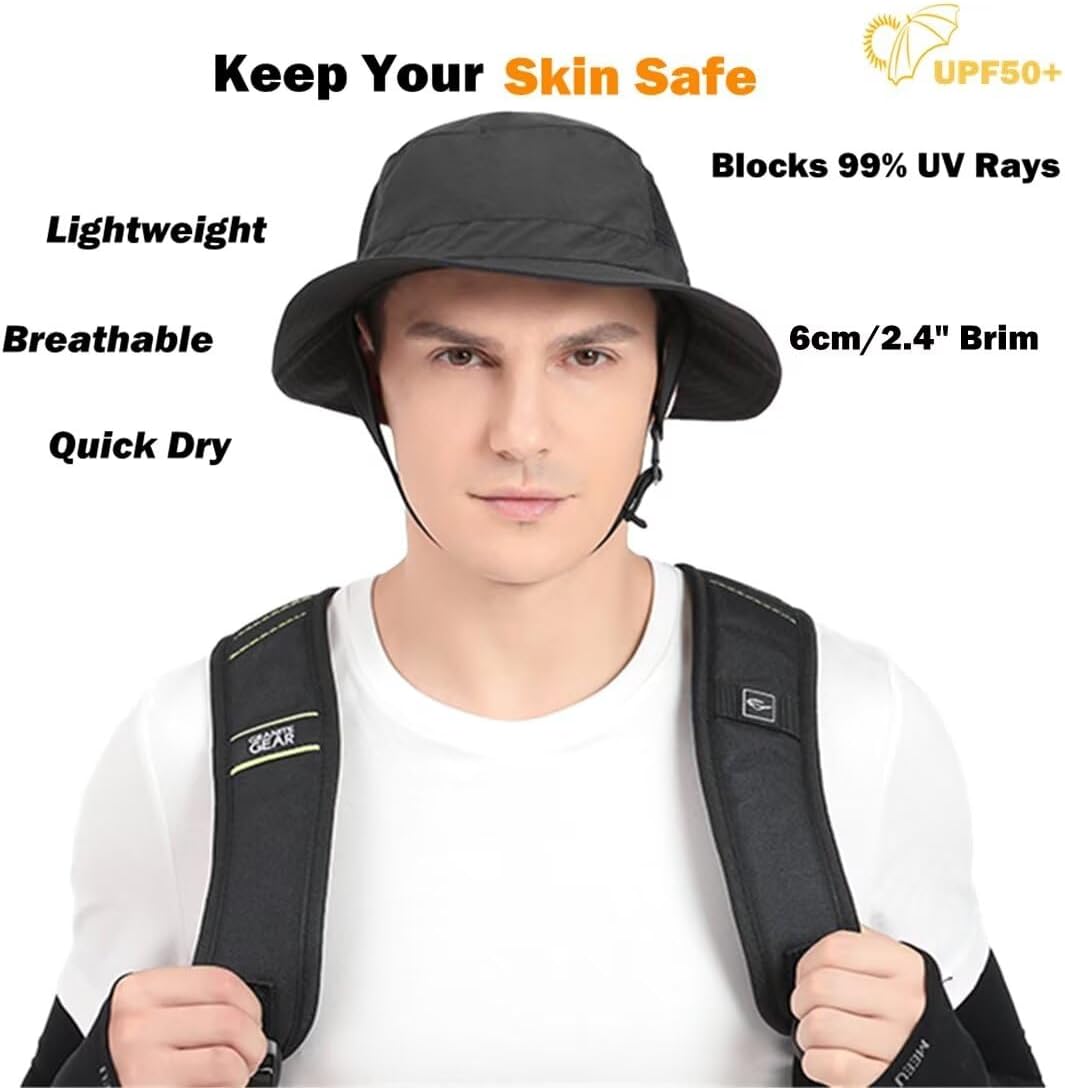 LLmoway Mens Womens Surf Bucket Hat Waterproof UPF50+ Foldable Beach Sun Hats - Image 2