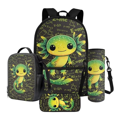Sac à dos isotherme Axolotl vert pour le repas de midi à l'école et les sorties de fin de semaine
