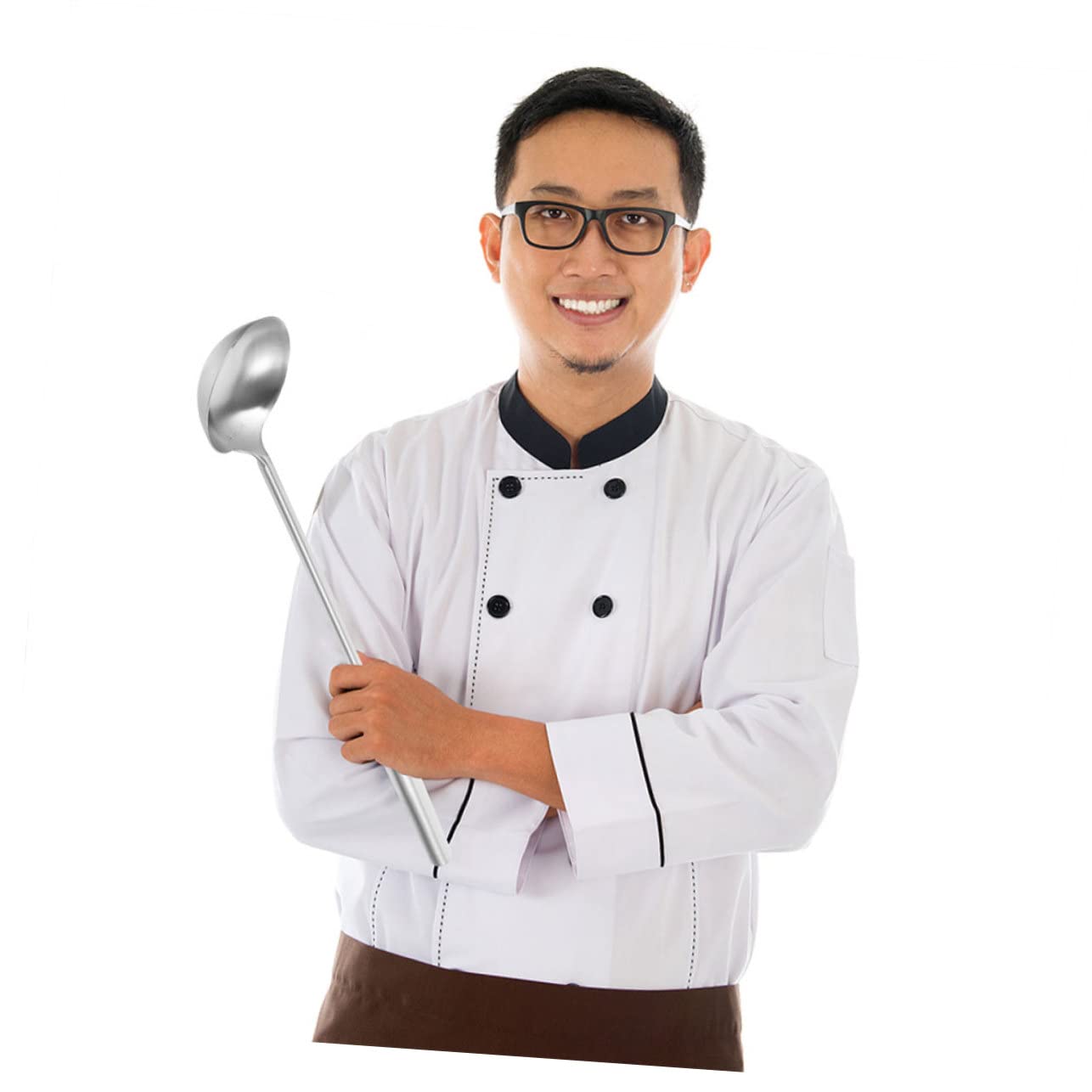 Cucharón Fácil de Usar y Diseño Sola Pieza Mango Largo de Acero Inoxidable Rebabas para Cocinas y Restaurantes