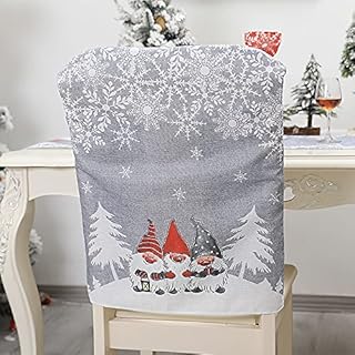 KHBNHJ 4PCS Christmas Chair Covers Decor, Christmas Seat Covers Christmas Chair Back Covers Decorations for Christmas Dining Room Kitchen Party Decoration-Grey