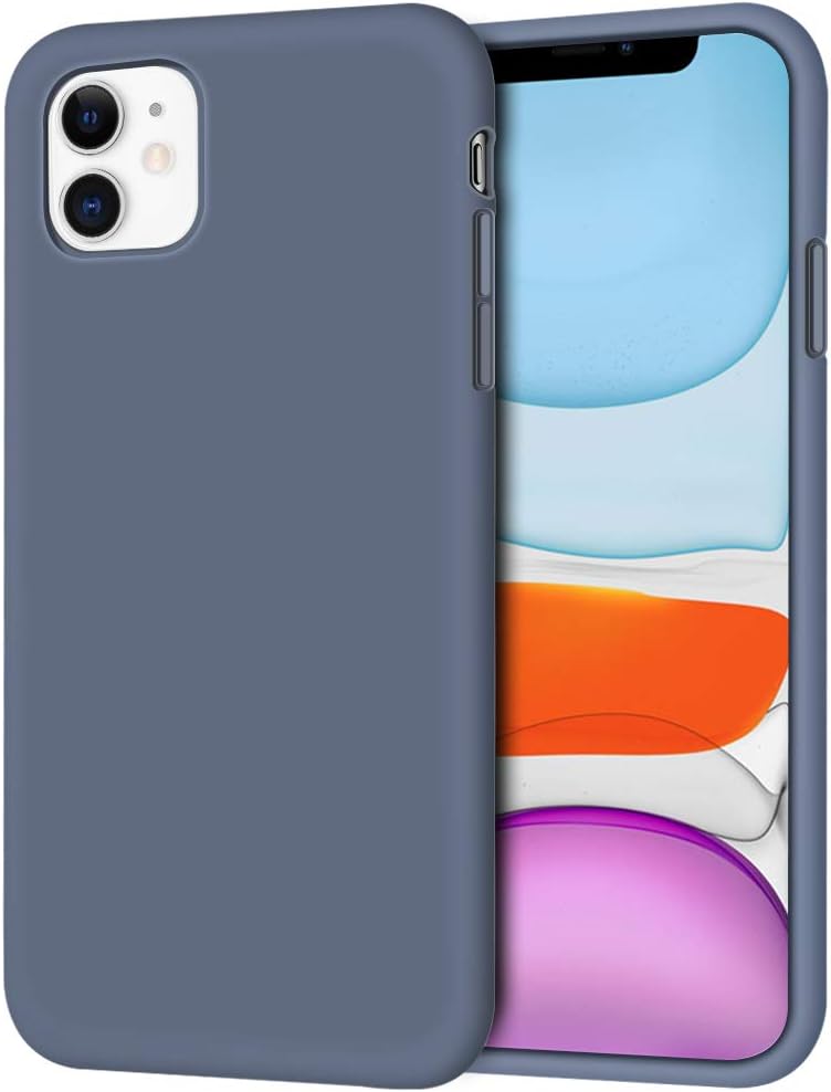 Anuck Case for iPhone 11 Case 6.1 inch 2019, Non-Slip Silicone Gel Rubber Bumper Case with Soft Microfiber Lining Cushion Hard Shell Shockproof Full-Body Protective Case Cover - Blue Gray