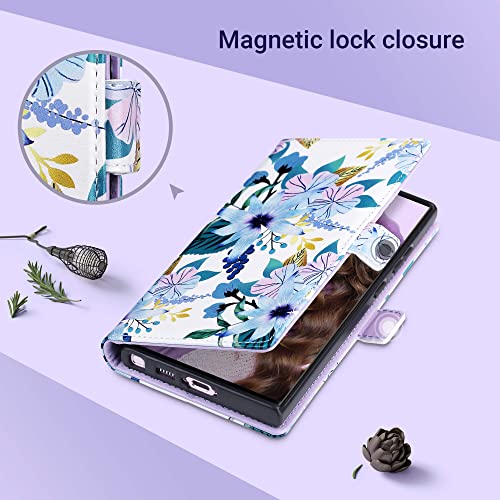 Ulak Compatible With Galaxy S23 Ultra Case Wallet, Samsung S23 Ultra Wallet Case With Card Holders For Women Girls, Durable Pu Leather Flip Kickstand Phone Cover For Galaxy S23 Ultra 6.8'', Flower #TOP5