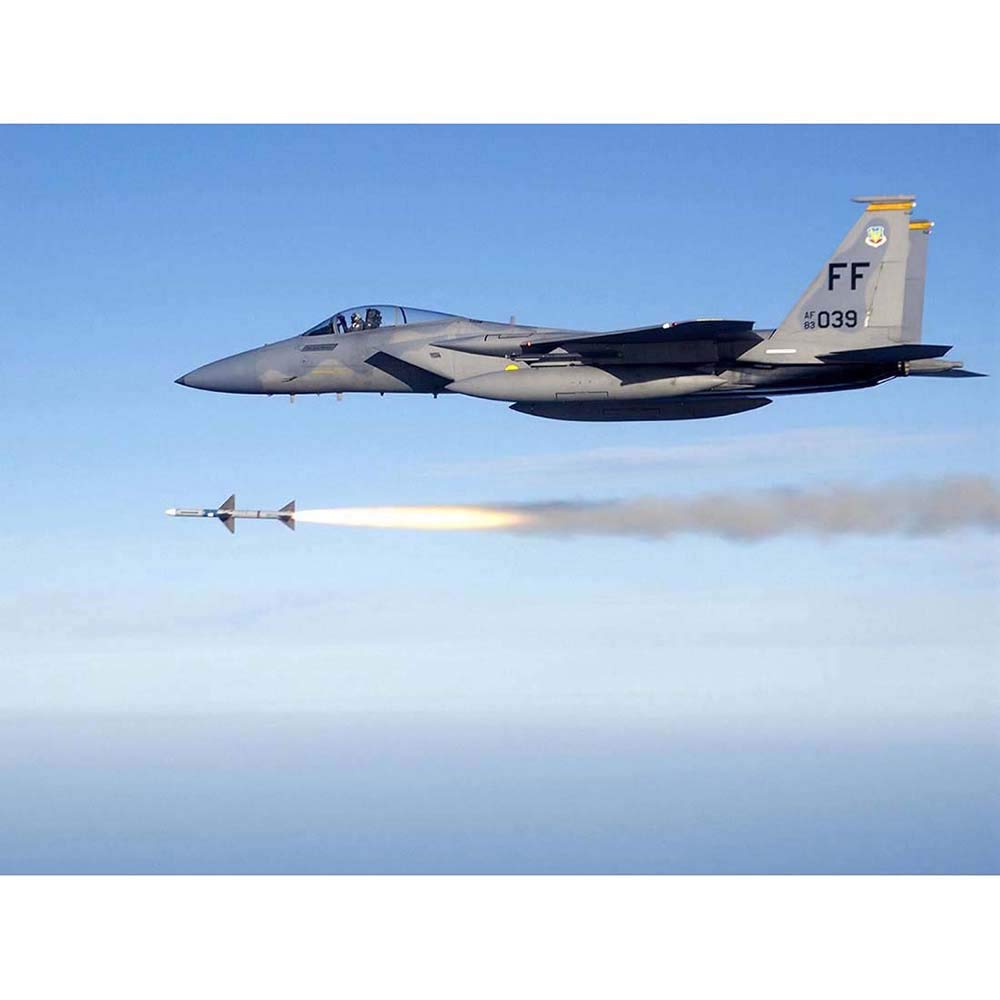 Wee Blue Coo Military Air Plane Fighter Jet Usaf F15C Sparrow Missile Art Print Poster Wall Decor 12X16 Inch