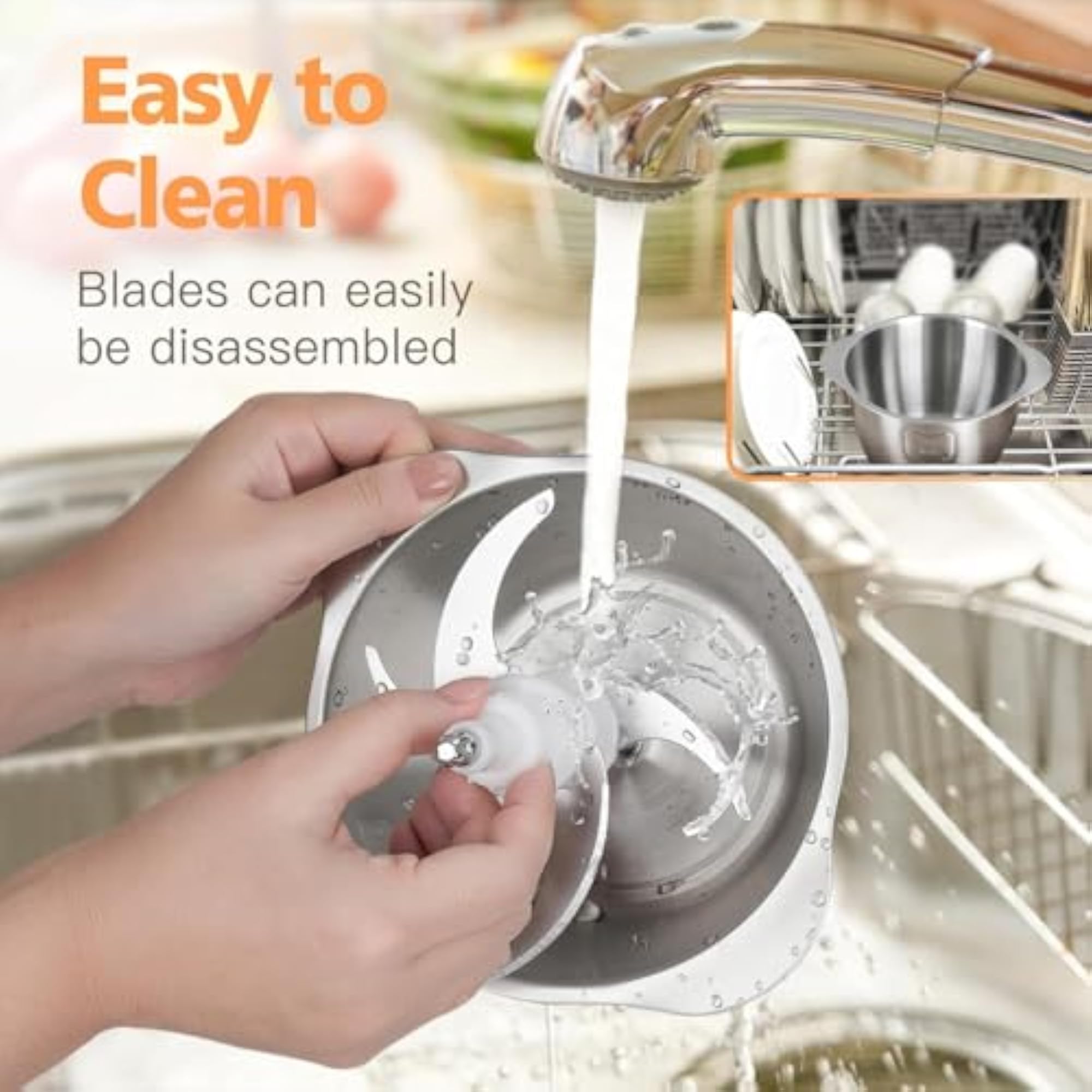 Electric Food Processor & Chopper with Stainless Steel Bowl