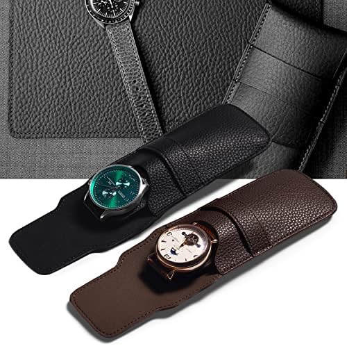 Woodten Single Watch Gift Pouch Portable Travel Watch Bag for Men and Women PU Leather Watch Storage Box (Black) 2 Woodten Single Watch Gift Pouch Portable Travel Watch Bag for Men and Women PU Leather Watch Storage Box (Black)