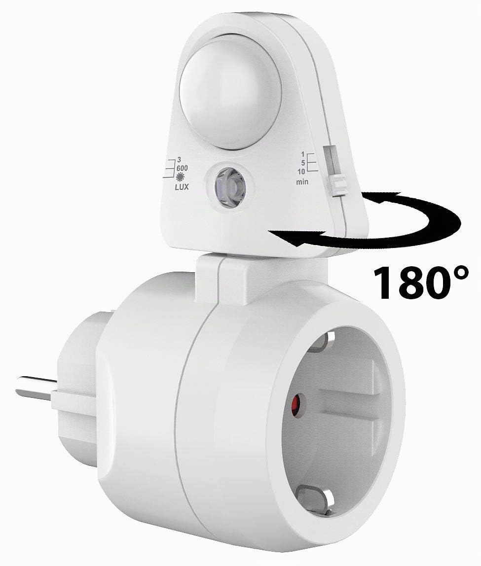 revolt Lichtsensor-Steckdose: 4er Pack Steckdose mit PIR-Bewegungs- und Licht-Sensor (Steckdosenbewegungsmelder, Bewegungsschalter, Switch)