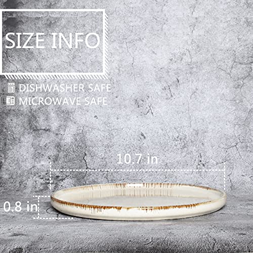 Bosmarlin Ceramic 10.5 Inch Dinner Plates Set Of 4, Stoneware Plate For Salad, Pasta, Dessert, Microwave And Dishwasher Safe (Beige, 10.5 In) #TOP1