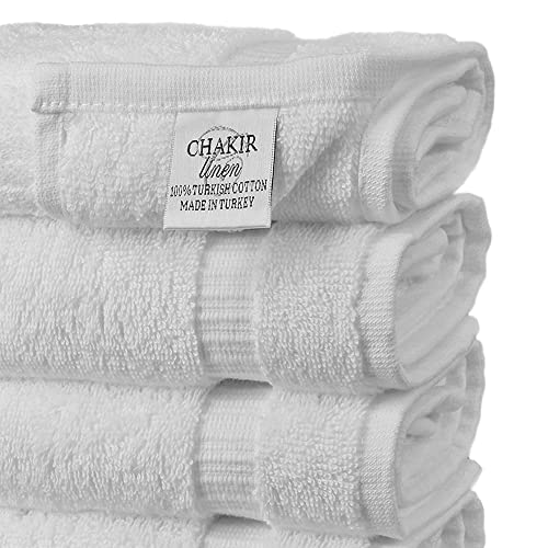 Chakir Turkish Linens | Hotel & Spa Quality 100% Cotton Premium Turkish Towels | Soft & Absorbent (4-Piece Washcloths, White) #TOP1