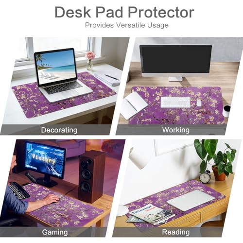 Image of Vimorco Waterproof Desk Pad, XXL Large Mouse Extended Gaming Mousepad with Anti-Slip Rubber Base,Computer Laptop Keyboard Mouse Mat for Women Girls Work,Game,Office,31.5 x 15.7 inch,Purple Flowers