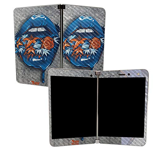 Image of MIGHTY SKINS MightySkins Carbon Fiber Skin for Microsoft Surface Duo - Blue Lips | Protective, Durable Textured Carbon Fiber Finish | Easy to Apply, Remove, and Change Styles | Made in The USA