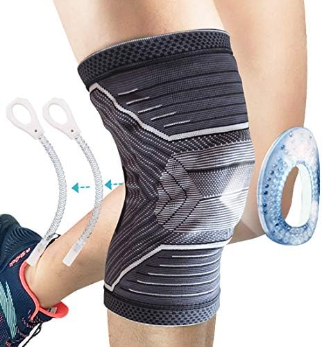 Beister 1 Pair Knee Compression Sleeves with Adjustable Straps for Men & Women, Professional Knee Support Brace for Meniscus Tear, Arthritis, Sports Joint Pain Relief, Running, Basketball