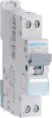 Disjoncteur différentiel- à Vis- 1P+N 6-10 kA -courbe D - 32A 1M - NGT732- Hager