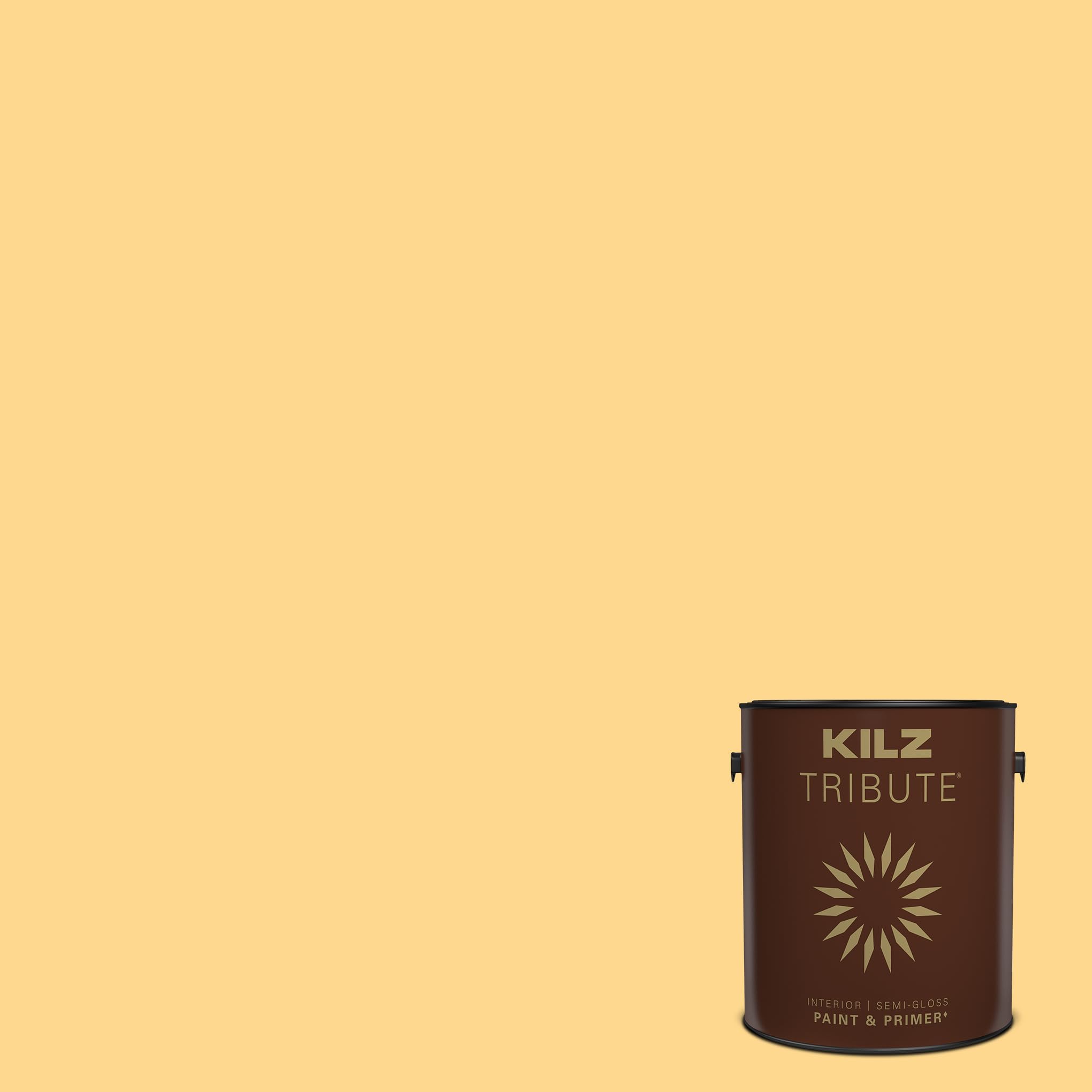 KILZ TRIBUTE Paint & Primer, Interior, Semi-Gloss, Jazz Age Yellow, 1 Gallon