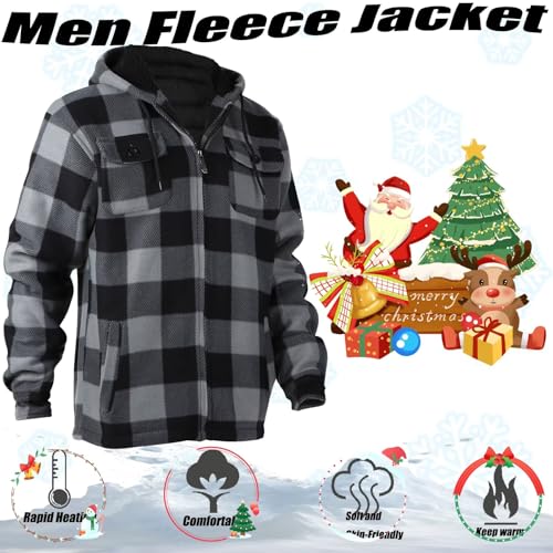 Image of LeeHanTon Mens Flannel Jacket Heavyweight Sherpa Fleece Jackets Outdoor Hiking Casual Soft Warm Coat with Pockets