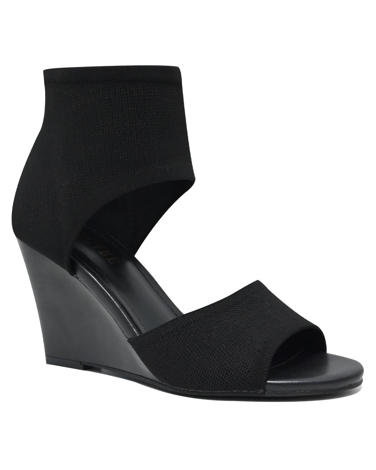 Wedge Sandals for Women Elastic Knit Peep Toe Heeled Sandals Comfortable Slip On Wedges Heels Open Toe Summer Ankle Booties Sandal for Women Dressy