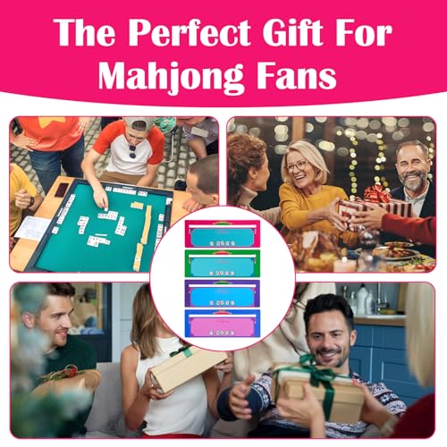 Juego de 4 guías para cartas Mahjong multicolor miniatura 7