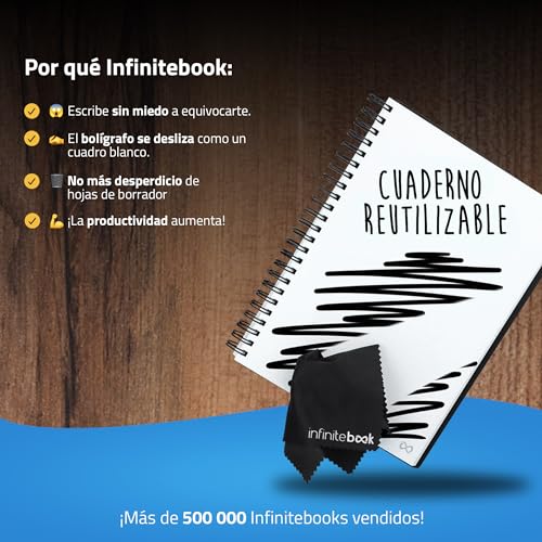InfiniteBook Planner Kit de Iniciación - Cuaderno Planificador de Pizarra Reutilizable A5 con Kit de Limpieza, Bolígrafo y Soporte Para Boli Autoadhesivo - imagen 7