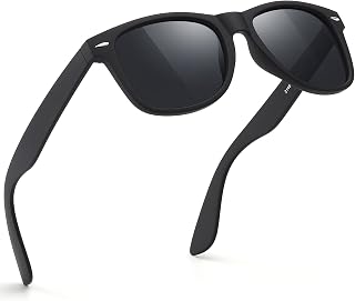FEIDUSUN Polarized Sunglasses for Men Women - Retro Black Square Frames, UV Protection, Anti-Glare HD Lenses for Driving Fishing