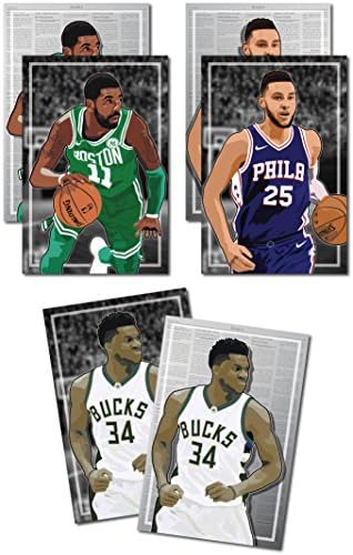 Oakley Graphics 3 Posters of NBA Rising Stars - Giannis Greek Freak Antetokounmpo, Kyrie Irving, Ben Simmons Art Prints - Buy 1 Get 2 Free, 3 Total Prints (2-Sided) (XL Set - 18"x28")