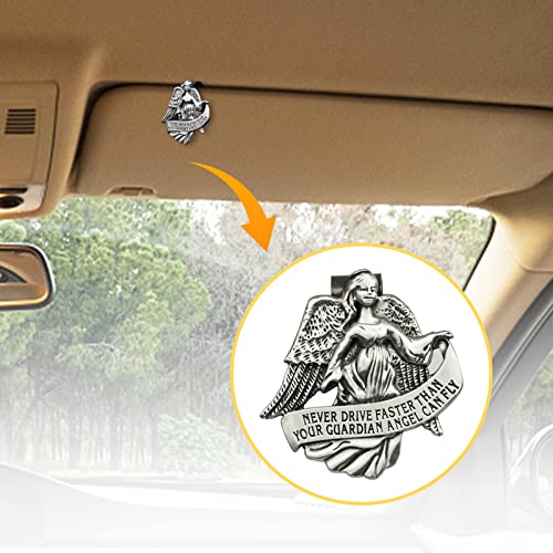 Aleiport Guardian Angel Visor Clip, Car Safety Accessories Car Gifts for New Driver Teens Boys Parent Family Friends, New Car Gifts - Thumbnail 5