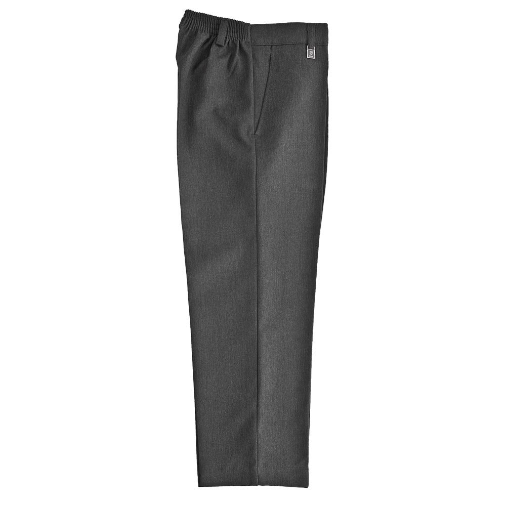 Zeco Half Elastic Standard Fit School Trousers, Grey Age 10-11, 27-28in/29-71cm Waist, 36in Outer Leg.