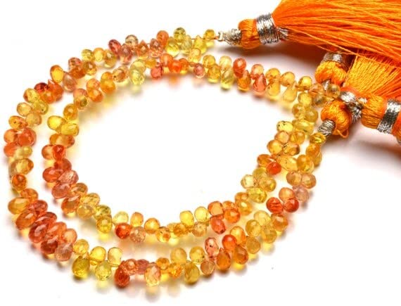 LKBEADS 1 sznur naturalny songea afrykański żółty szafir 3 x 4 do 3 x 5 mm w przybliżeniu fasetowany kształt łzy briolette pełne 14 cm