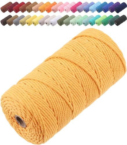 GOHOF Macrame Cord 3mm x 150m Premium Cotton Macrame Rope, 4 Strand Twisted Soft Cotton Cord