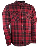Highway 21 Marksman Men's Motorcycle Long Sleeve Flannel Shirt W/CE Armors/PE Back Armor Black/Red...
