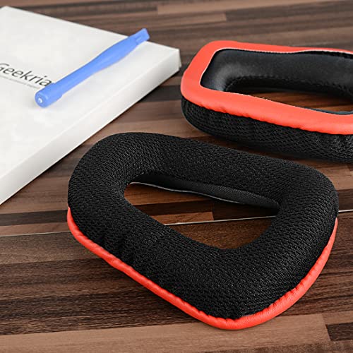 Geekria Comfort Replacement Ear Pads para Logitech G35, G430, G432, G332, G930, F450 Auriculares Almohadillas, Partes de Reparación con Guía de Video (Negro Rojo) miniatura 4