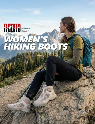 Image of R CORD Women's Hiking Boots, Waterproof Lightweight Trail Shoes with Non-Slip Grip, Comfortable Mid-Cut Outdoor Boots for Hiking, Camping, Travel & Everyday Adventures