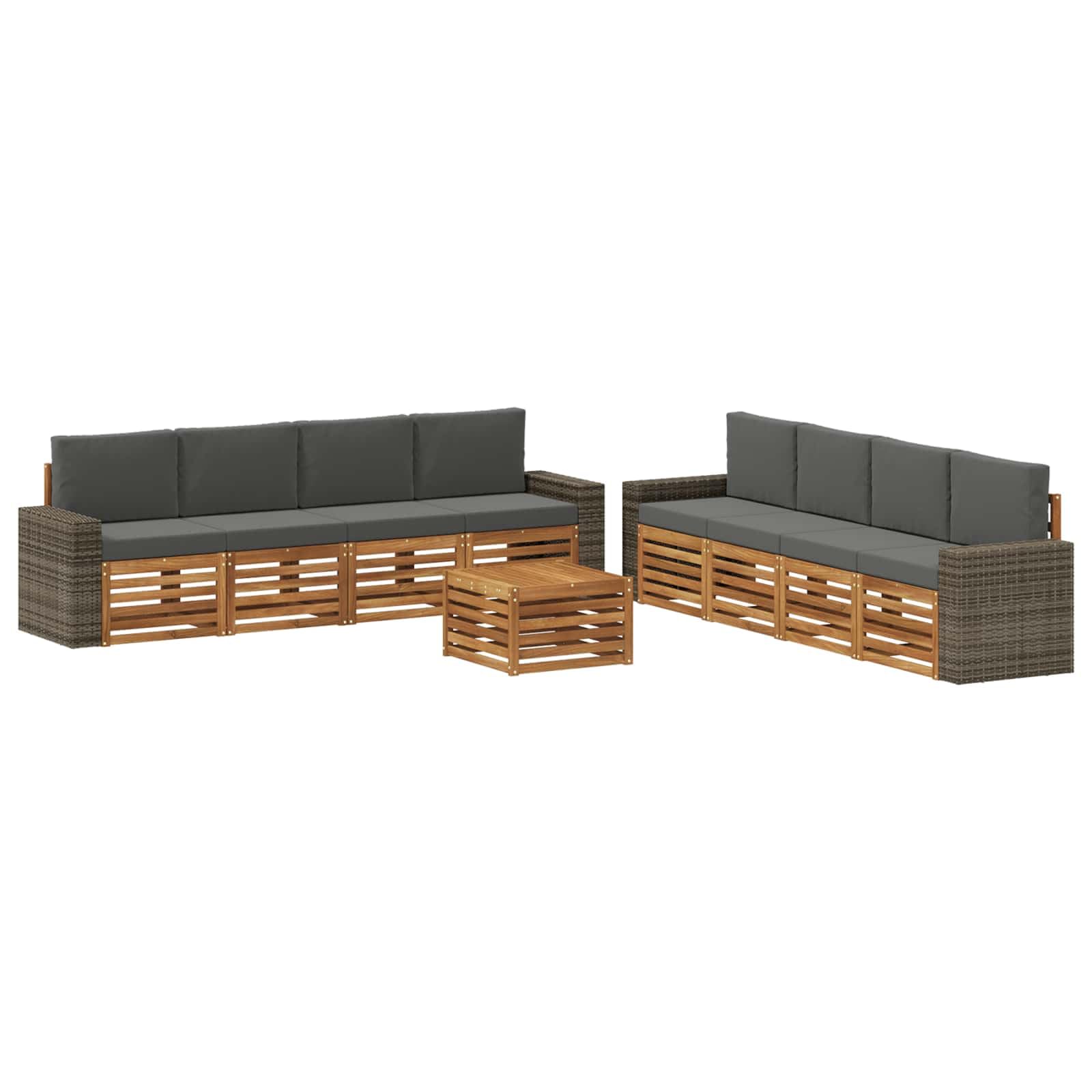 Sofagarnituren mit Kissen 9 pcs Massivholz Akazie moebelgarnitur moebelset wohnlandschaft sitzgruppe essgruppe Tisch Stuhl Bank Sofa Couch Sessel