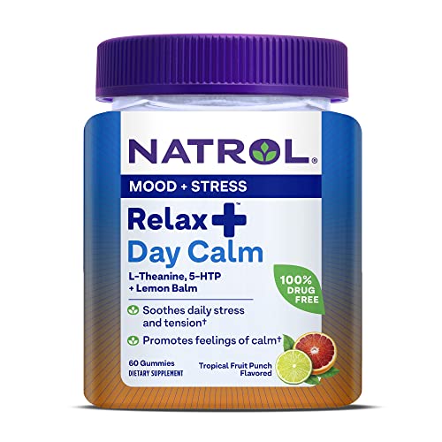 Natrol Relax + Day Calm With L-Theanine, 5-Htp And Lemon Balm, Drug-Free Dietary Supplement For Mood And Stress, 60 Tropical Fruit Punch-Flavored Gummies, 30 Day Supply #TOP8