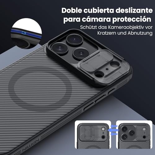 Image of PRITO Nilkin Magnetic Case for iPhone 17 Pro, Compatible MagSafe, Case with Camera Cover, Magnetic 17Pro Case Ultra-Thin Design, Shock Protection (Transparent Black, 17 Pro)