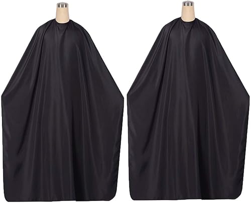 2 piezas de capa profesional de peluquería con cierre ajustable a presión65 x 49 pulgadas negro impermeable corte de pelo colorante estilo vestido,