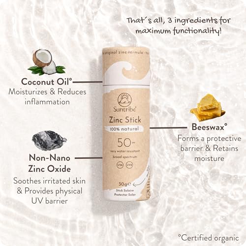 Suntribe Sports Zinc Stick Stick Protettivo Minerale Per Zone Sensibili Spf 50 Original White 30 G - 4