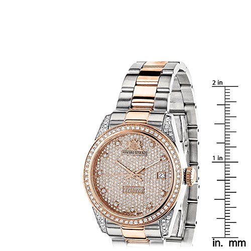 Luxurman Two Tone Rose Gold Plated Women's Diamond Watch 1.5Ct Tribeca #TOP4