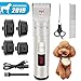【New Version】Dog Clippers, Heavy Duty Electric Low Noise Pet Hair Grooming Kit with Detachable Blades & LED Screen Indication, Professional Rechargeable Cat Hair Shaver for Dogs Cats All Pets